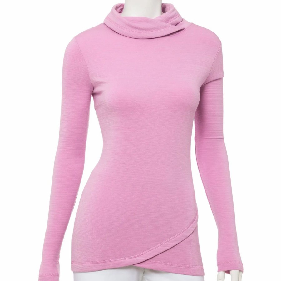 Clothes * | Ep Ny Bora Bora Shawl Collar Womens Long Sleeve Golf Pullover 6072 Pink Sands